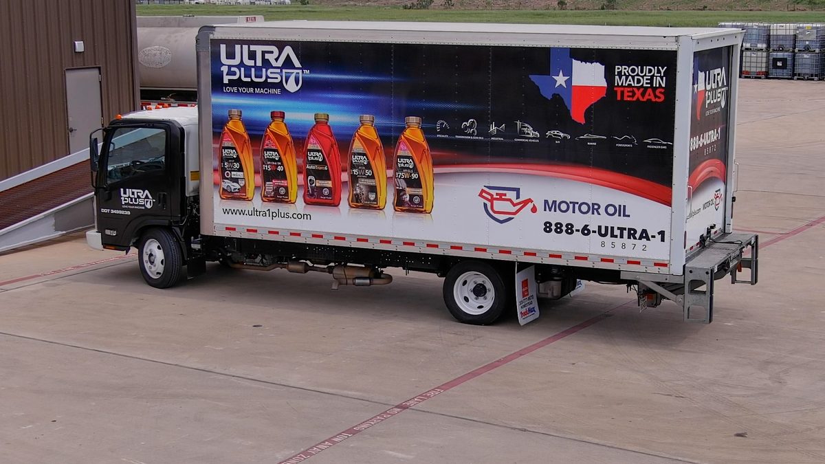 Ultra1Plus branded delivery truck for lubricant distribution